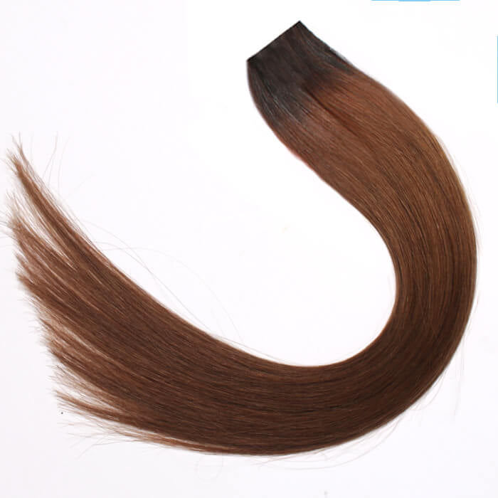 Luxury Double Drawn Clip In Hair Extensions 20-22 INCHES 100 GRAMS - BROWN & black